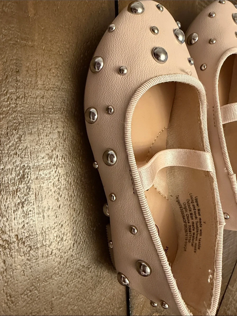 Cat & Jack Blush Pink Studded Mary Jane Flats
